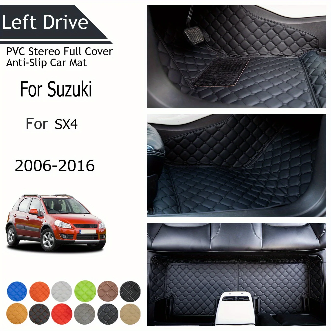 

TEGART 【LHD】For Suzuki For SX4 2006-2016 Three Layer PVC Stereo Full Cover Anti-Slip Car Mat Car Floor Mats Car Accessories