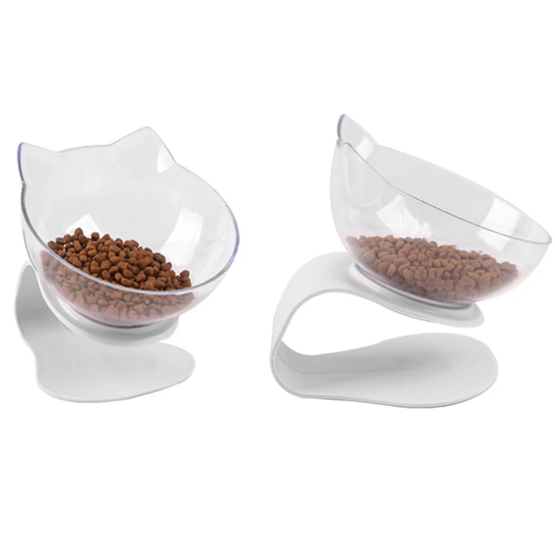 Cat Bowl Elevated, 15° Tiltle Neck Guard Cat Feeder Bowl with Stand, Raised Cat Dishes for Food and Water, Bowls for Cat