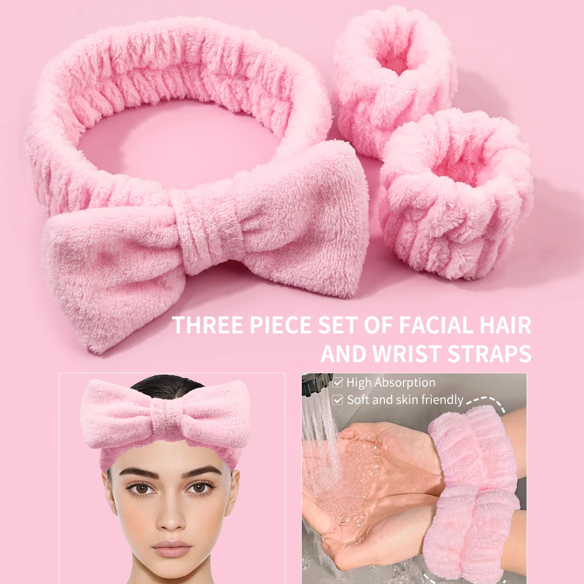 

Portable face wash headband Headband Special for women's facial mask Headband Wrist strap waterproof and moisture-proof toiletri