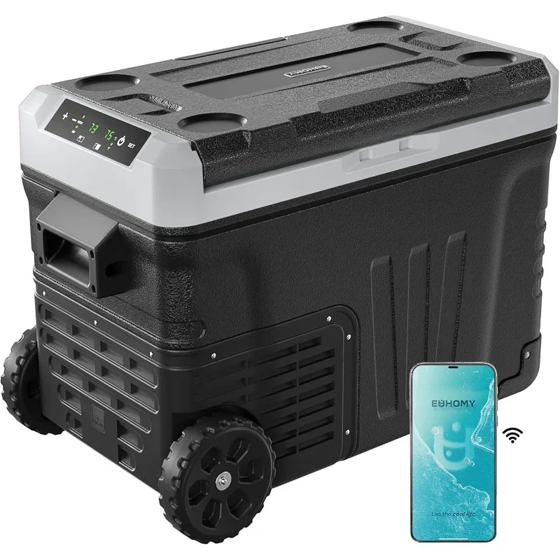 EUHOMY 12 Volt Refrigerator, 35QT(33L) Dual Zone Electric Cooler, Portable Freezer 12V/24V DC 110-240V AC, 12V Fridge -4℉~68℉
