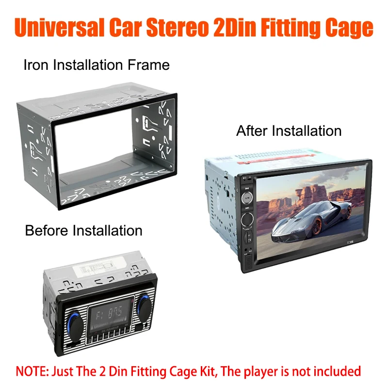 2Din Fascia Panel Frame Fitting Kit Universal For DVD Player Dash Mount Radio Head Unit Install Cover Car Interior Accessories