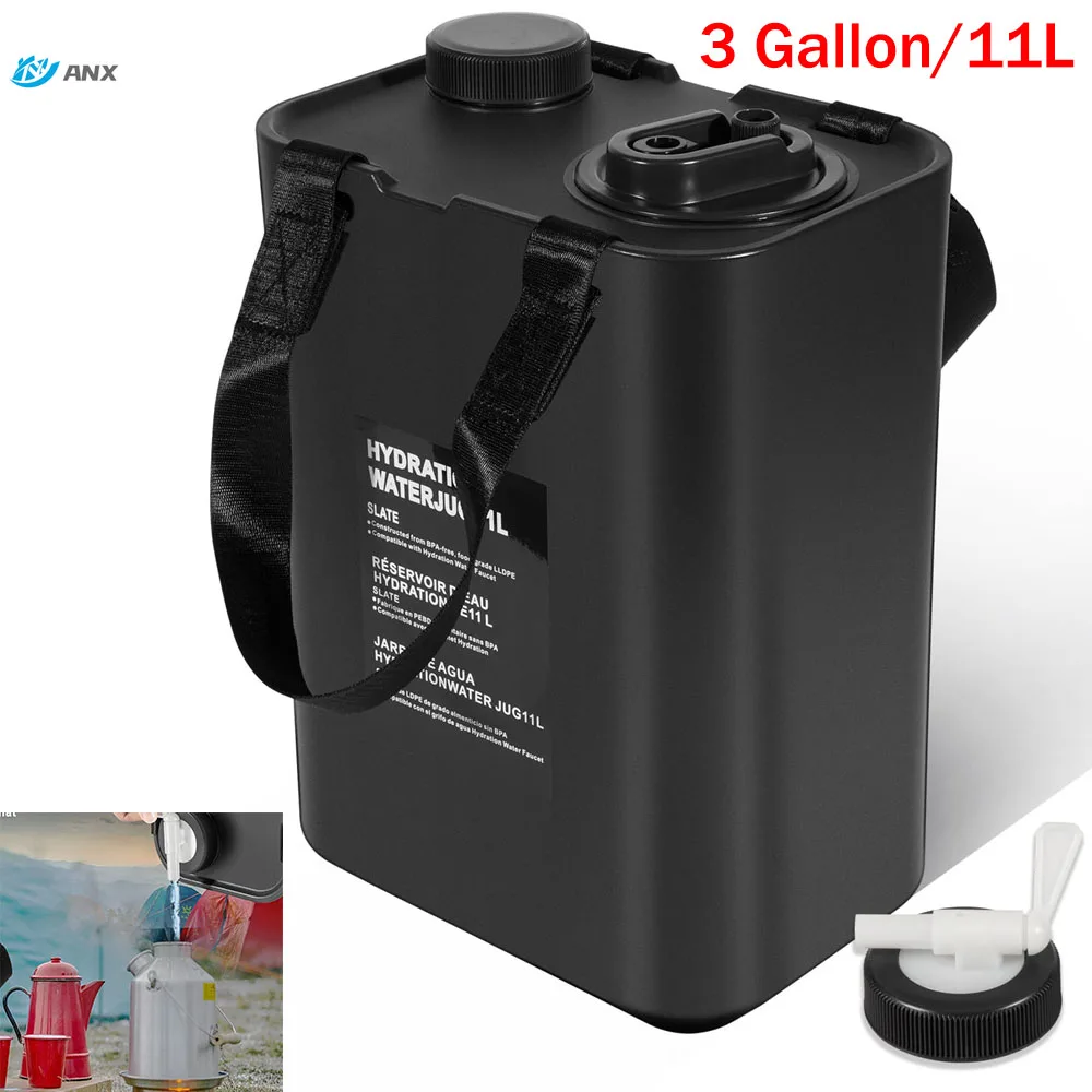 

3 Gallon/11L Portable Water Container Water Jugs BPA Food Grade Hydration Water Storage Tank for Camping Outdoor Auto Spare Part