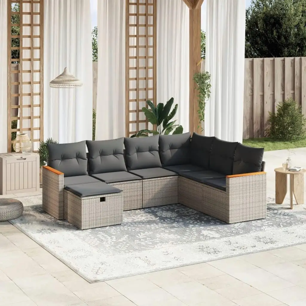 

Large Modular Garden Sofa Set Grey PE Rattan Outdoor Seating Comfortable Lounge Furniture