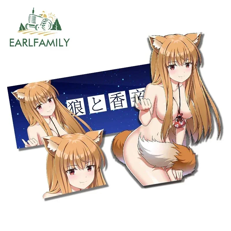 EARLFAMILY 13cm for Spice and Wolf Holo Car Stickers Creative Anime Decals Car Accessories Caravan Trunk Decor Vinyl Cute