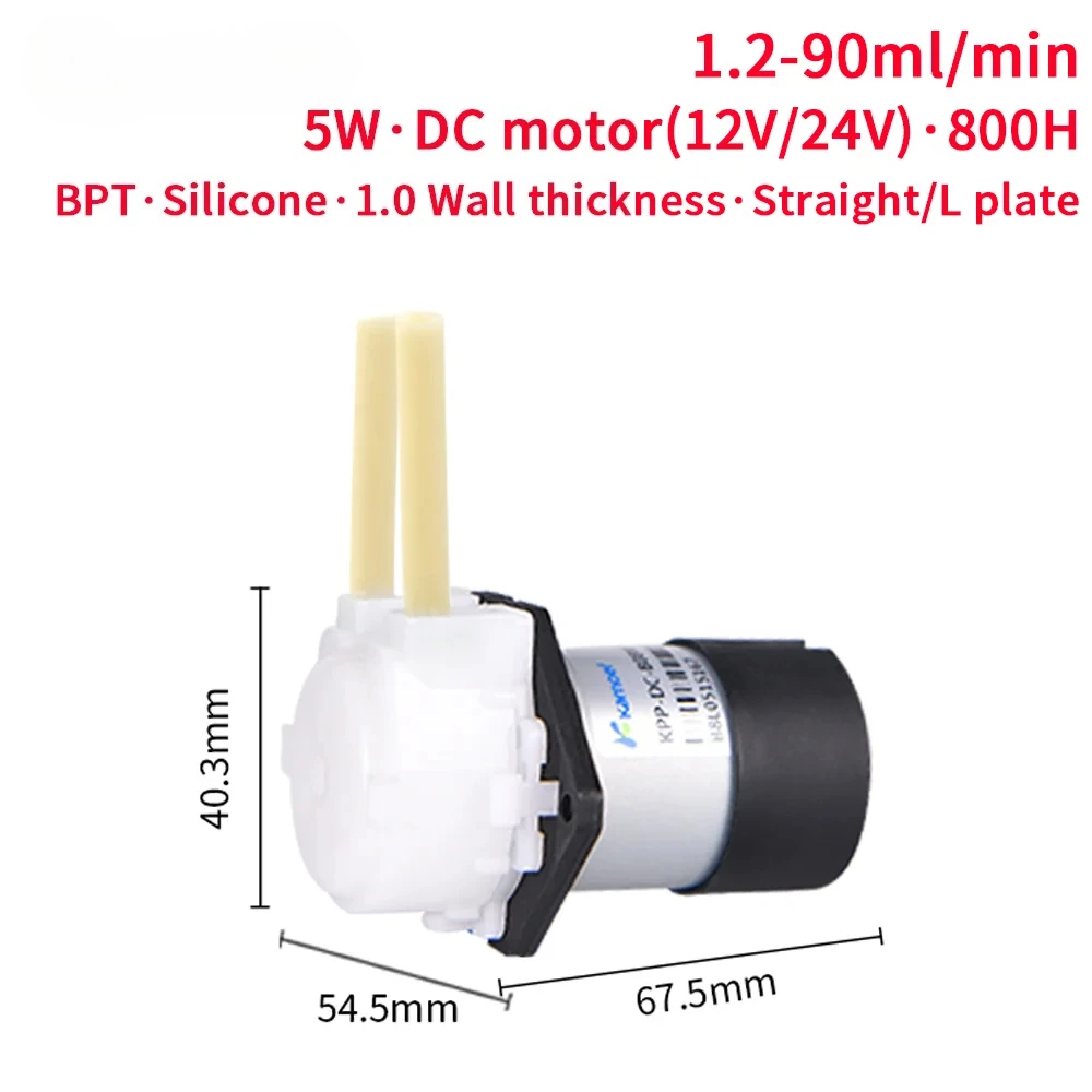 

1.2-90ml/min KPP Peristaltic Pump 12V 24V 6V DC Motor Self-priming Pump with Silicone Tubing Lab Dosing Pump for Lab