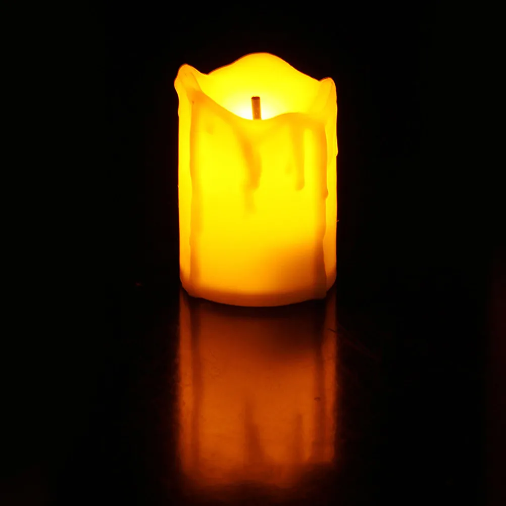 2Pcs Electronic Flameless Lights Black Wick LED Simulation Flickering Lamps Decorative Night Light for Party Home