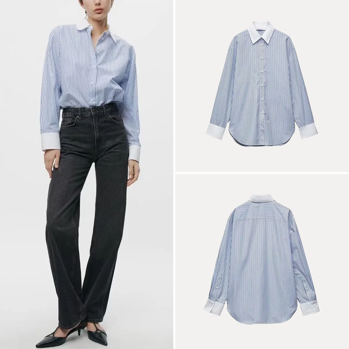

Z Women's Faion Personali irt Striped Color Blo Long Sve Autumn 2025 New Arrival Ele Versatile European S...
