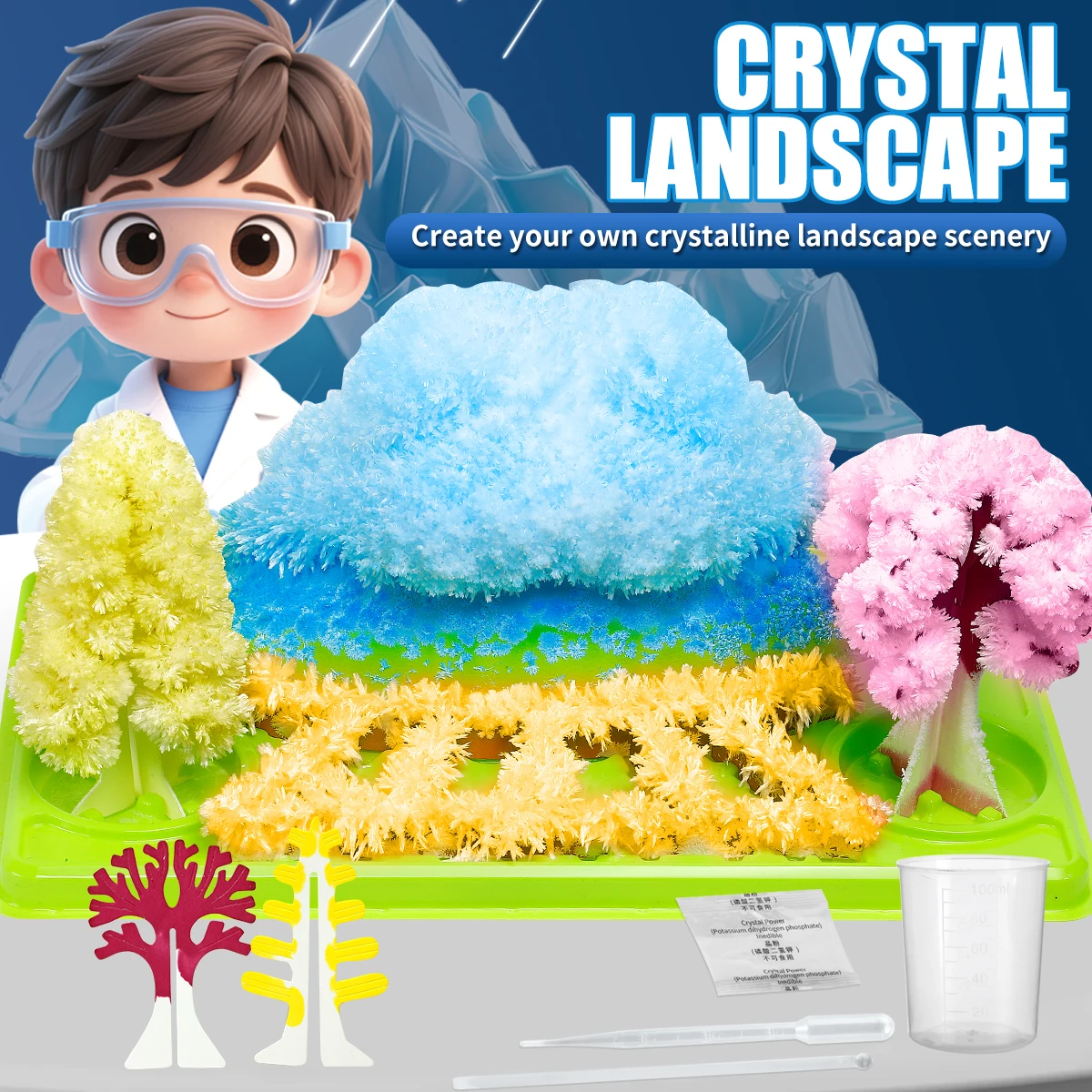 مجموعة تزايد الكريستال التعليمية للعلوم (نمط المناظر الطبيعية الخلابة) - لعبة تعليمية، هدية مثالية للعطلات والعام الجديد (عيد الميلاد/الهالوين)