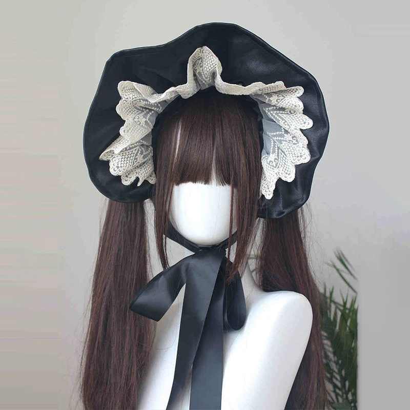 Handmade ผู้หญิงโบราณตุ๊กตา Bonnet Vintage สไตล์โกธิค Lolita อะนิเมะนิทรรศการหมวก Gothic Dark คอสเพลย์ Bnt อุปกรณ์เสริมผม