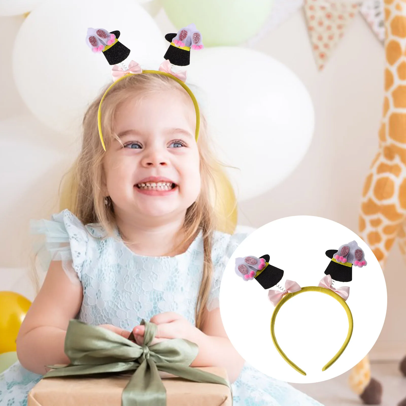 

Cute Cartoon Bunny Headband Easter Party Hair Accessories Elastic Rabbit Ear Hairband Novelty Dress Up Fun Festive