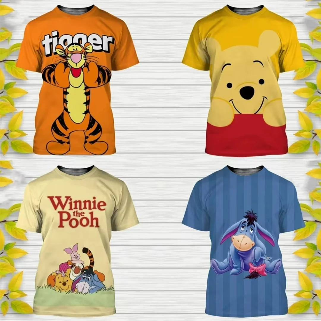 

Футболка с рисунком Винни-Пуха Диснея, летняя спортивная мужская футболка для отдыха, быстросохнущая мужская футболка, детская одежда, футболка Y2k Woman