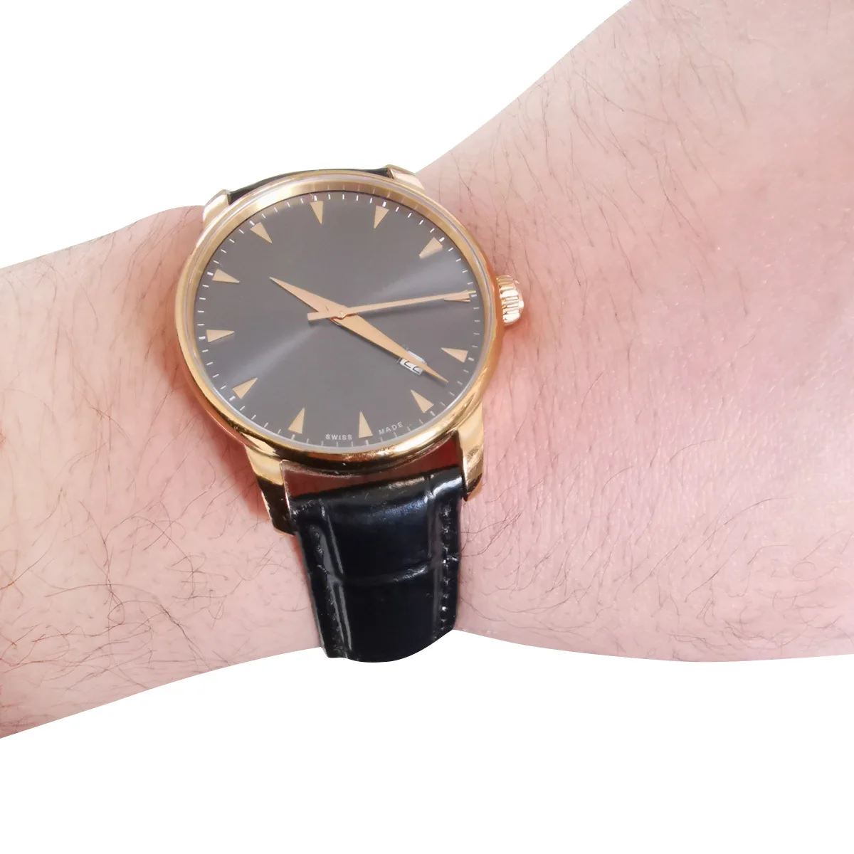 

22mm Cowhide Watchstrap Durable Material Comfortable Wearing Simple Attractive Design White Thread Light Brown Replacement Band