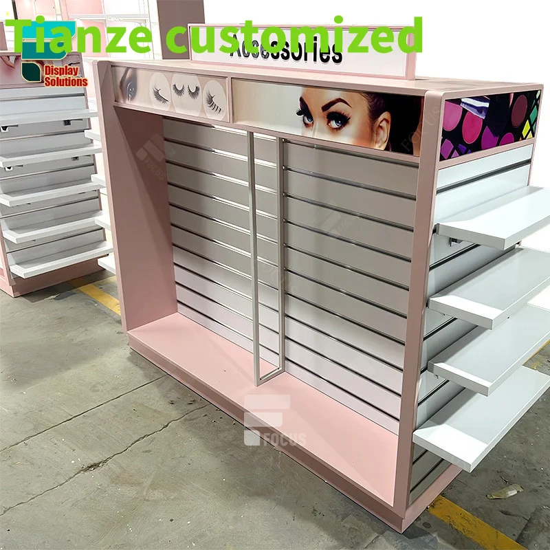 Estante personalizado para pelucas, estante de exhibición para peluquería, estación de gabinete de salón