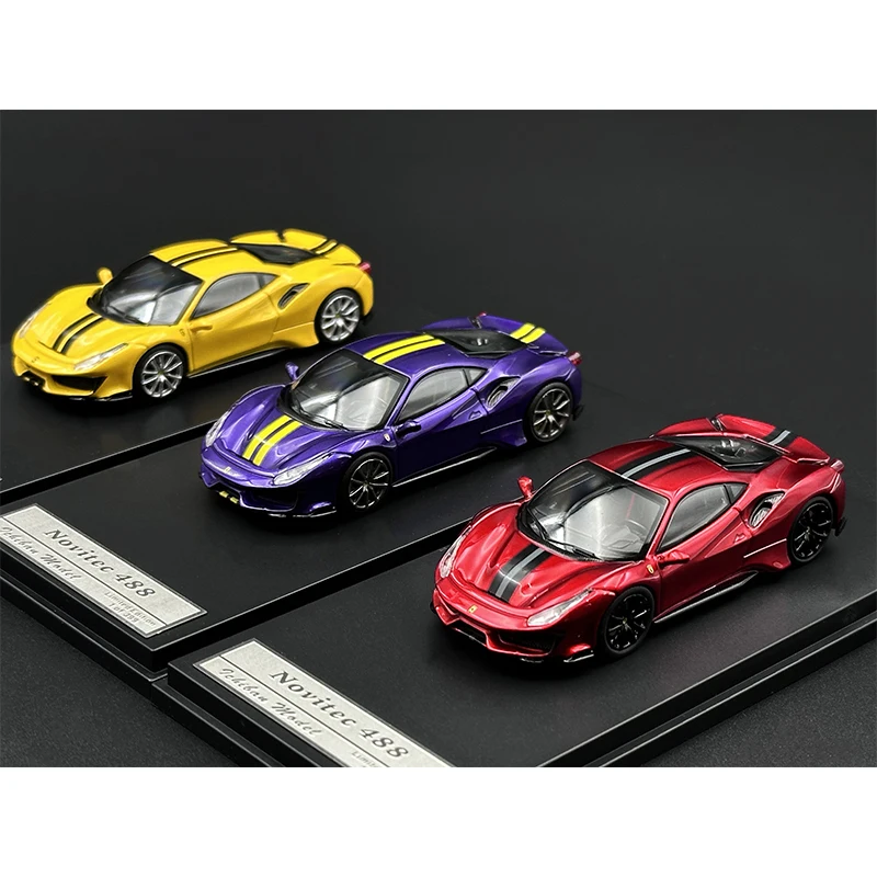 Im em estoque 1:64 novitec 488 pista capô do motor aberto diecast diorama modelo de carro coleção brinquedos em miniatura ichiban