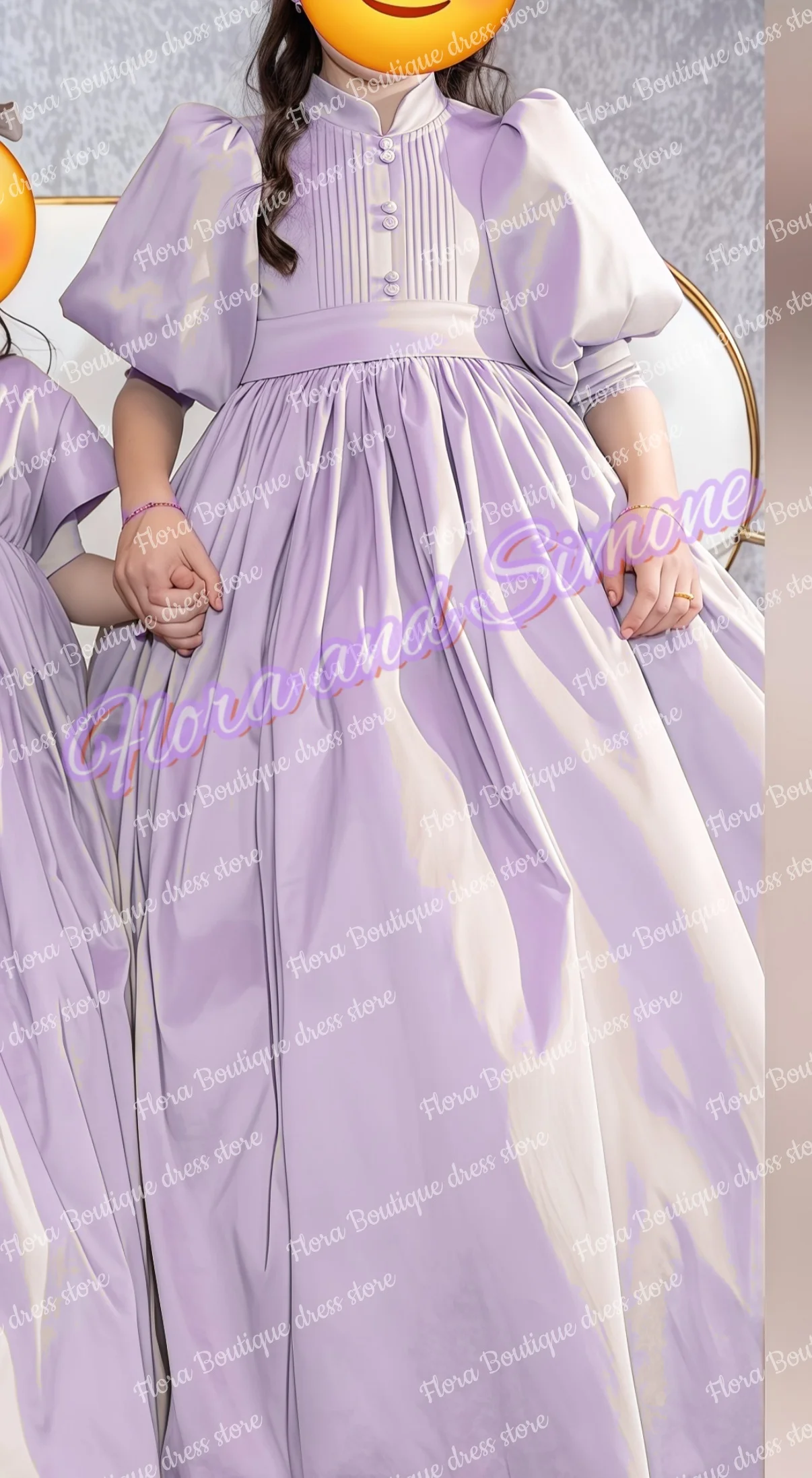 Elegant Pink First Communion Dresses HAlf Puff Sleeve Satin Customized A- Line Floor Length Flower Girl Dress Kids Birthday Gown image 4