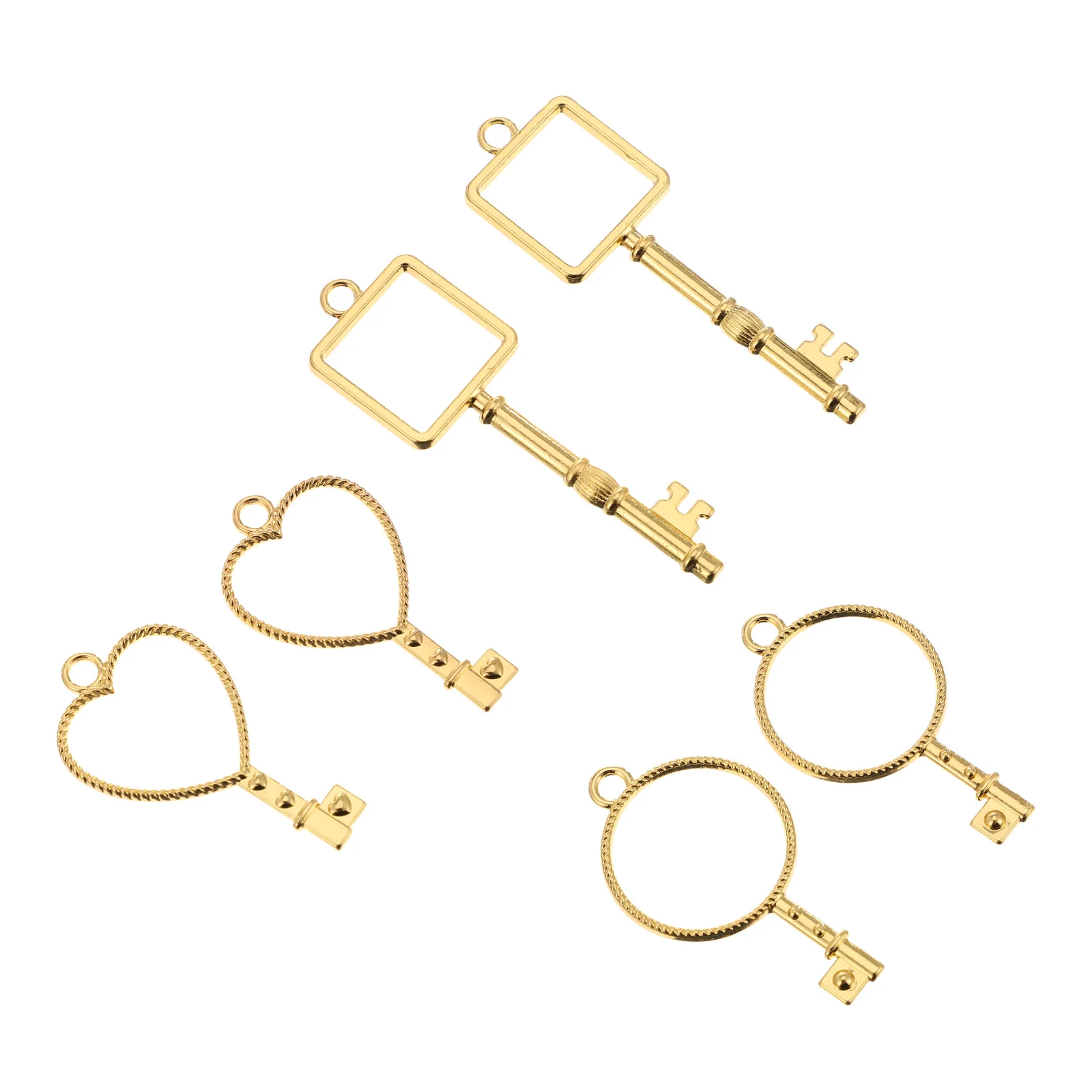 

6 Pcs Bezel Charms Jewelry Key Chain Open Bezels Mini Alloy Frame Pendant Elderly