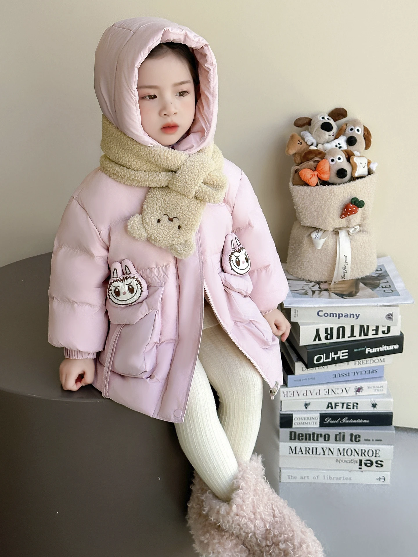 

Утепленная хлопковая куртка для девочек, зимняя одежда для малышей, детское стеганое пальто средней длины, модная верхняя одежда