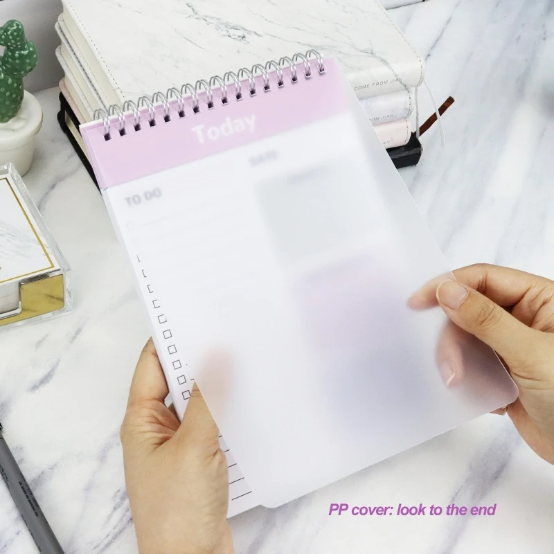 Daily Planner with PVC Hard Cover 50 Undated Tear-Off Sheets To Do List Notebook Twin-coil Binding Daily Journal Notepad