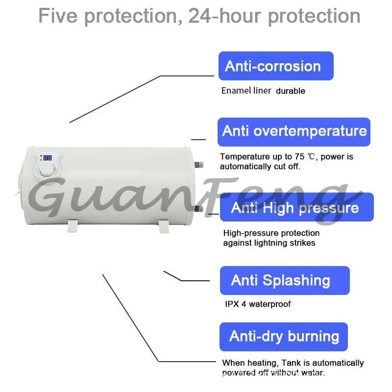 12V 200W instant shower water storage tank for RV