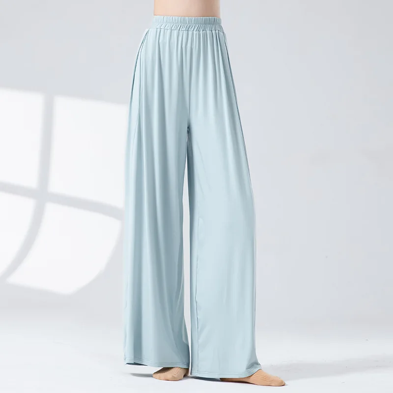 سراويل الرقص الكلاسيكية للسيدات أنيقة بخصر مطاطي واسعة الساق سراويل ناعمة للجسم قافية اليوغا ملابس رقص يومية غير رسمية للتدريب على المسرح #5