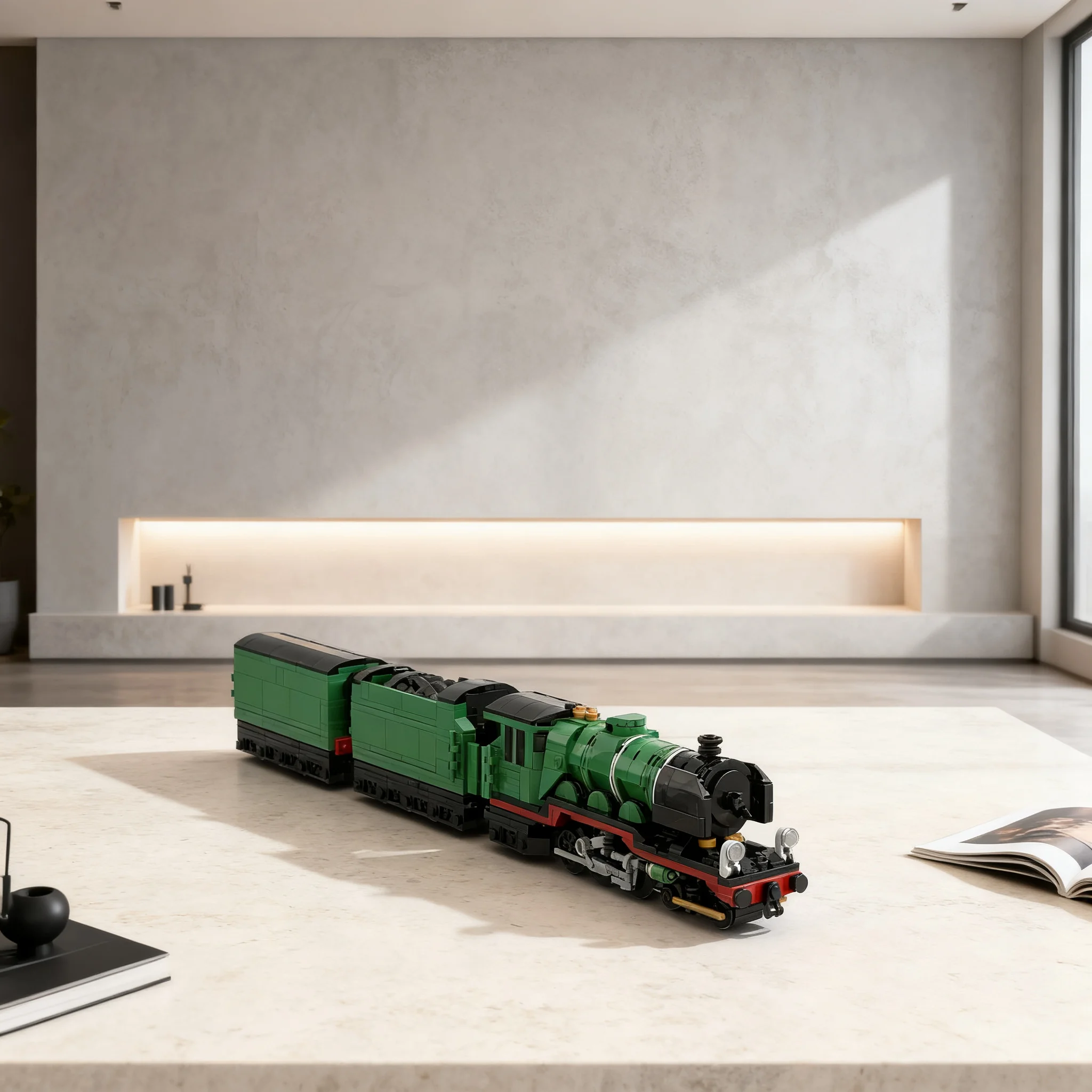 984pcs MOC Train LNER Class A3 Flying Scotsman Narrow Model Building Blocks Construction Brick Kids Idea Christmas Gift Toys