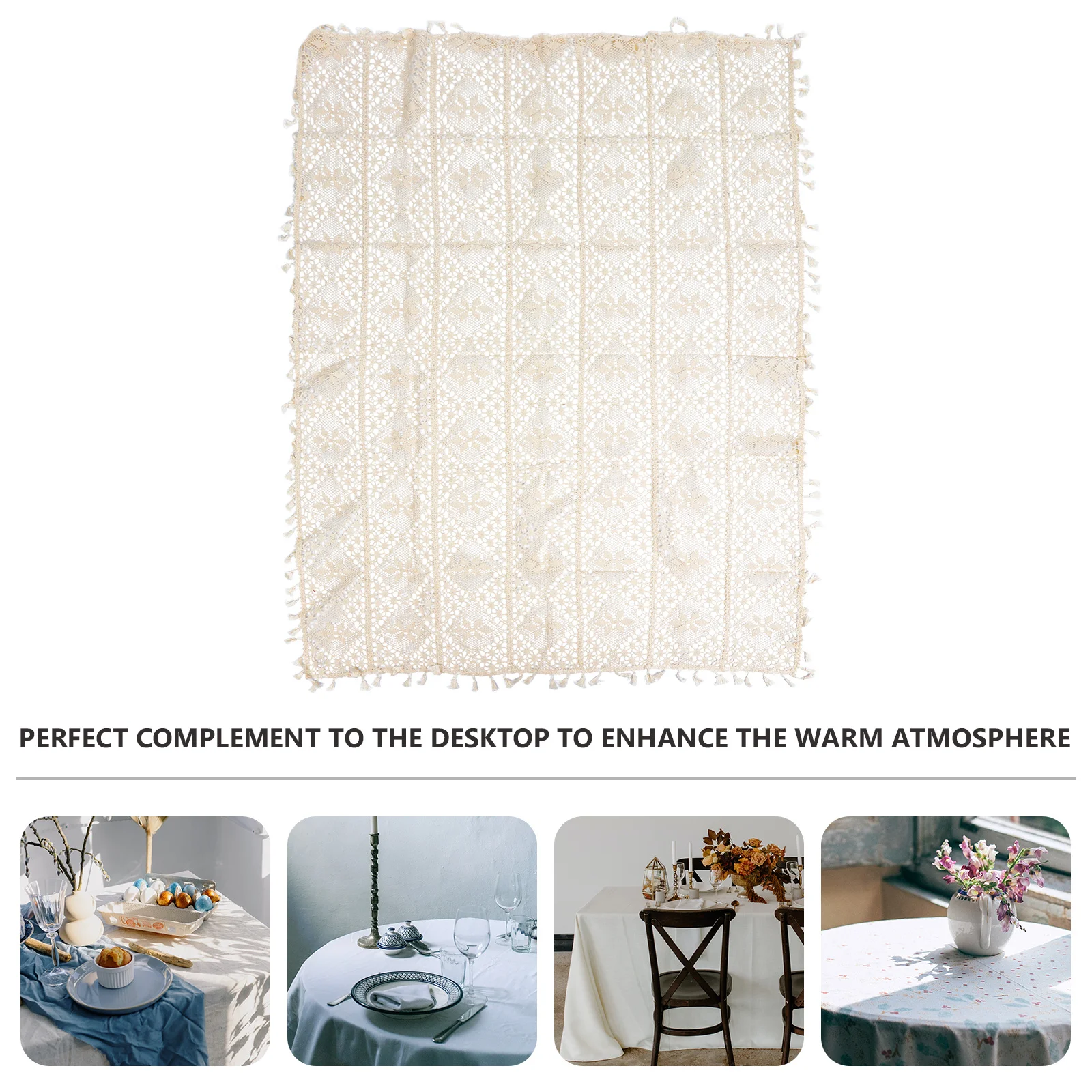 

1Pcs Hollow-Out Tablecloth Knitted Cotton Thread Pastoral Style Decorative Table Cover for Dining Table Home Decor Elegant