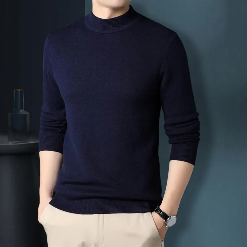 

Breathable Men Sweater Stylish Cozy Men's Business Sweaters Soft Knitted Round Neck Slim Fit Anti-shrink for Fall Winter Seasons