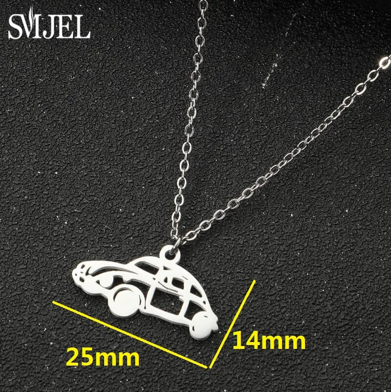 Cartoon Limousine Car Pendant Necklace Men Women Stainless Steel Choker Chain Fashion Necklaces Punk Travel Lovers Gift Collares