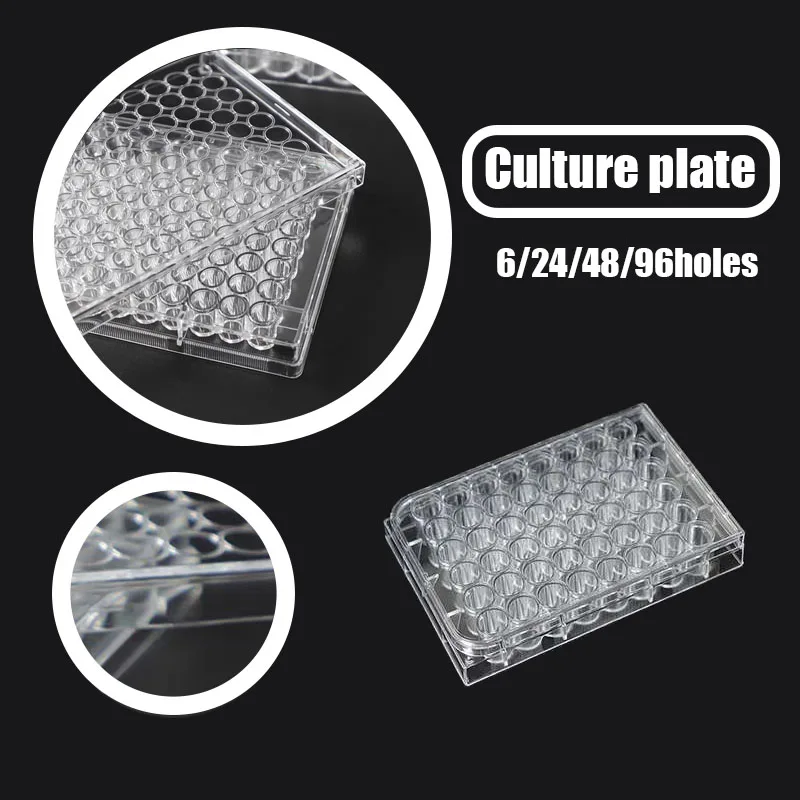 6/24/48/96 Hole Well Cell Culture Plates Flat Bottom Sterile Bacterial Culture Treated Plate Laboratory Supplies