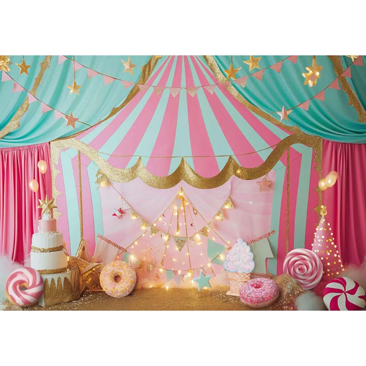 Allenjoy Pink Circus Backdrop