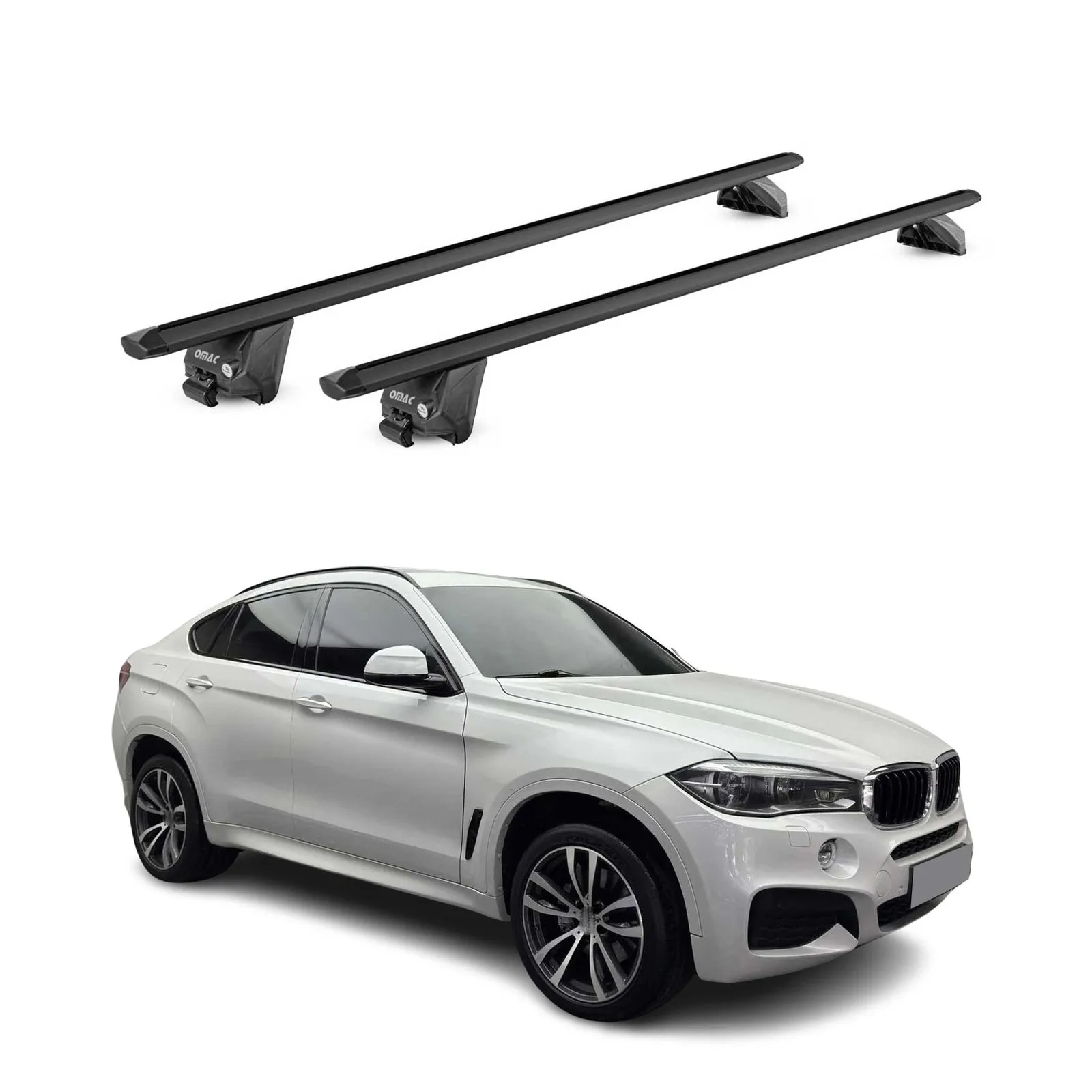 

For BMW X6 F16 2015-2019, Roof Rack Cross Bars Luggage Carrier, Alu Black 2 Pcs