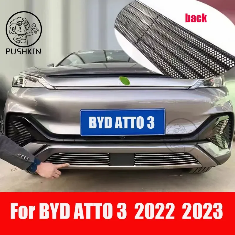 

For BYD Atto3 Ev Yuan Plus 22-23 Front Lower Grill Cover Trims Accessories Car Lower Mesh Grill Grille Cover Trim Aluminum Alloy