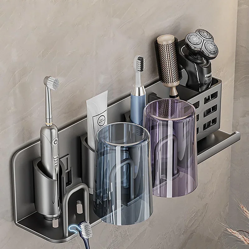 1pc Electric Toothbrush Holder Bathroom Wall-mounted Punch Free Toothbrush Storage Rack Razor Cup Holder Bathroom JJ2189