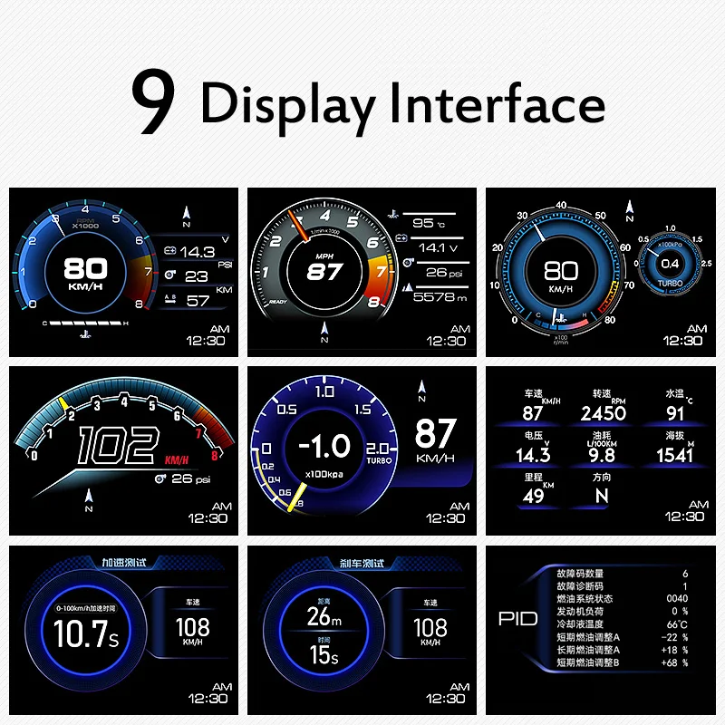 3.5'' TFT Screen Head Up Display With OBD2 GPS Speedometer Dual Mode GPS Dual System Car Speed Alarm