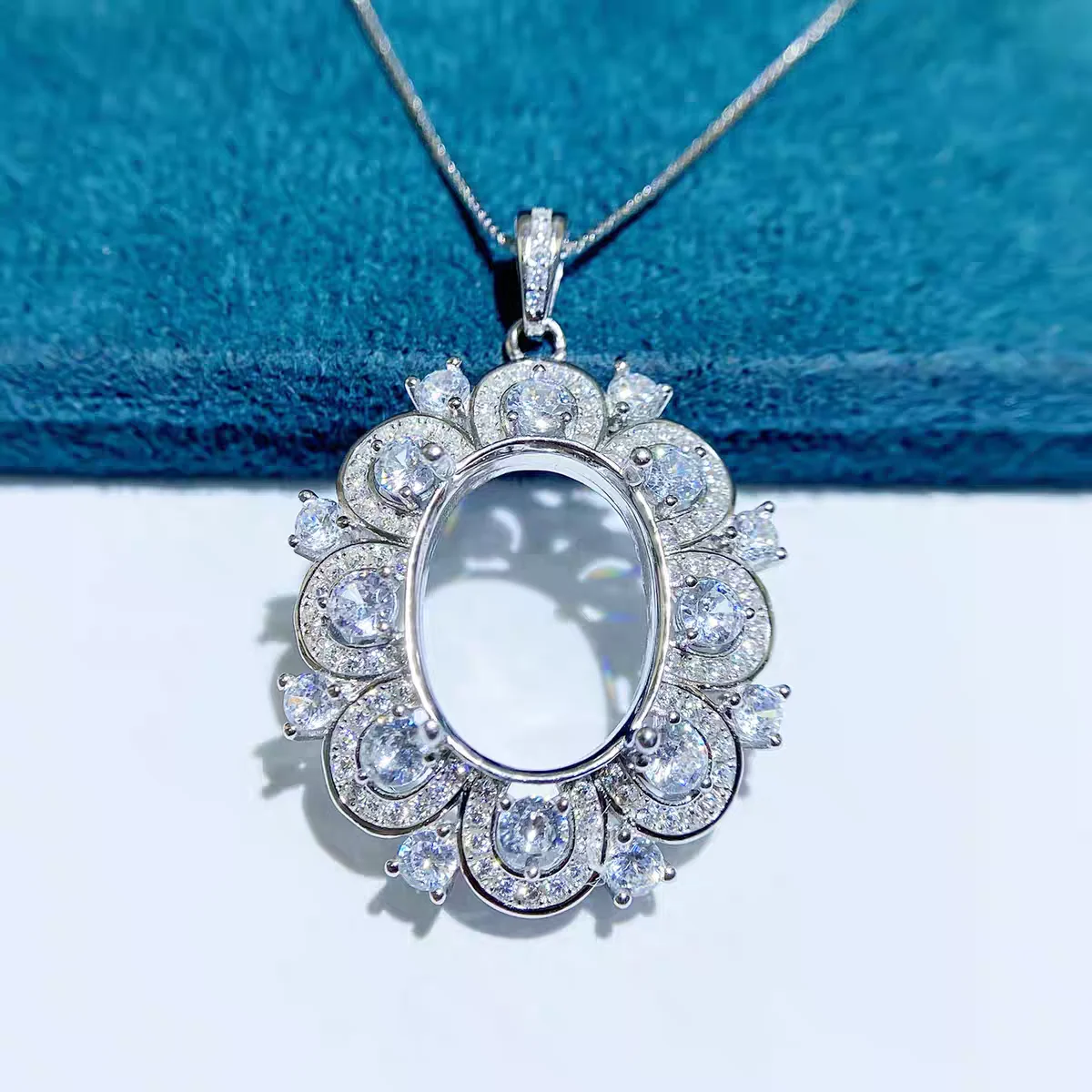 MeiBaPJ 12mm*16mm Big Stones Jewelry Set Holder Pendant Ring 2-pieces Suit Fine Wedding Jewelry for Women