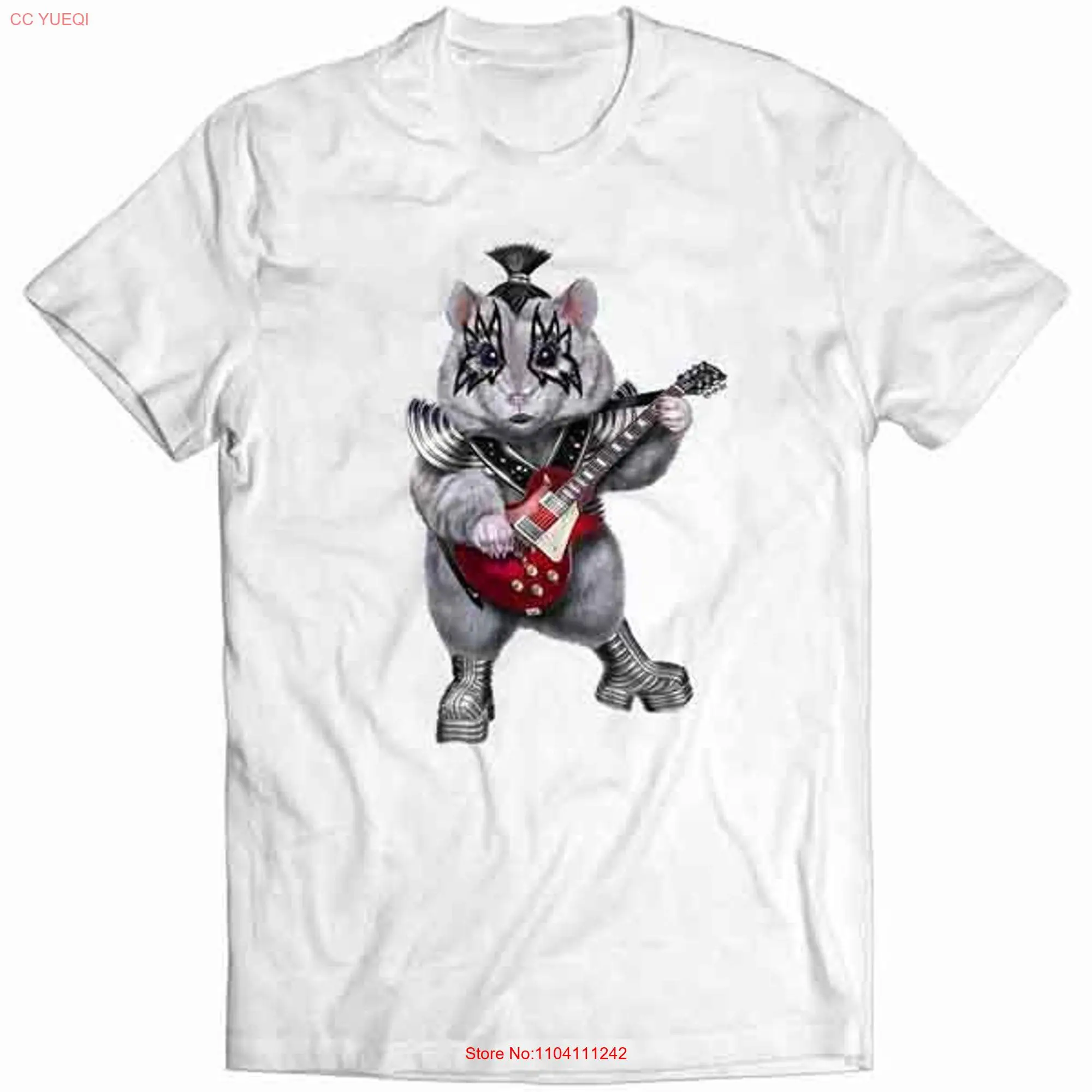 Hamster in Heavy Metal Band Playing Electric Guitar  Youth T Shirt PrintStarT long or short sleeves