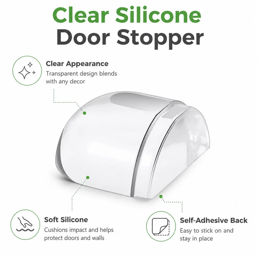 1-8Pcs Transparent Soft Silicone Door Stopper Anti Collision Wall Guard Adhesive Rubber Bumper Protector for Door Handle Cabinet