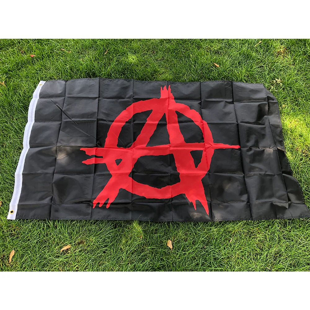 (SKY FLAG)Anarchism Anarchy Flag 90x150cm Trim Anarchy Flag Polyester Hanging Banner for Home Decoration
