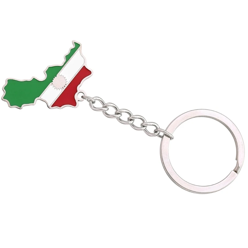 Stylish Kurdistan Map Keyrings Gold/Silver Color Pendant Keychain Unique Ethnic Key Rings Accessory for Men Women