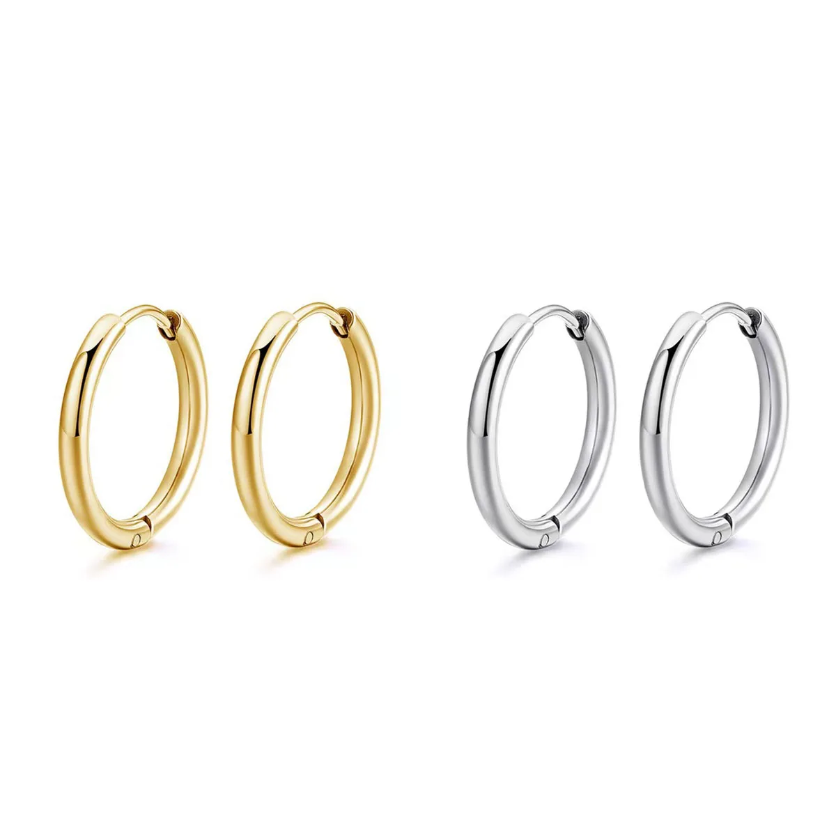 Stainless Steel 4pcs Hook Antiallergic Unfading Connector Hoop Earrings 2 Colors DIY Stud Fashion Jewelry Lead/Nickle Free