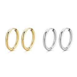 Stainless Steel 4pcs Hook Antiallergic Unfading Connector Hoop Earrings 2 Colors DIY Stud Fashion Jewelry Lead/Nickle Free