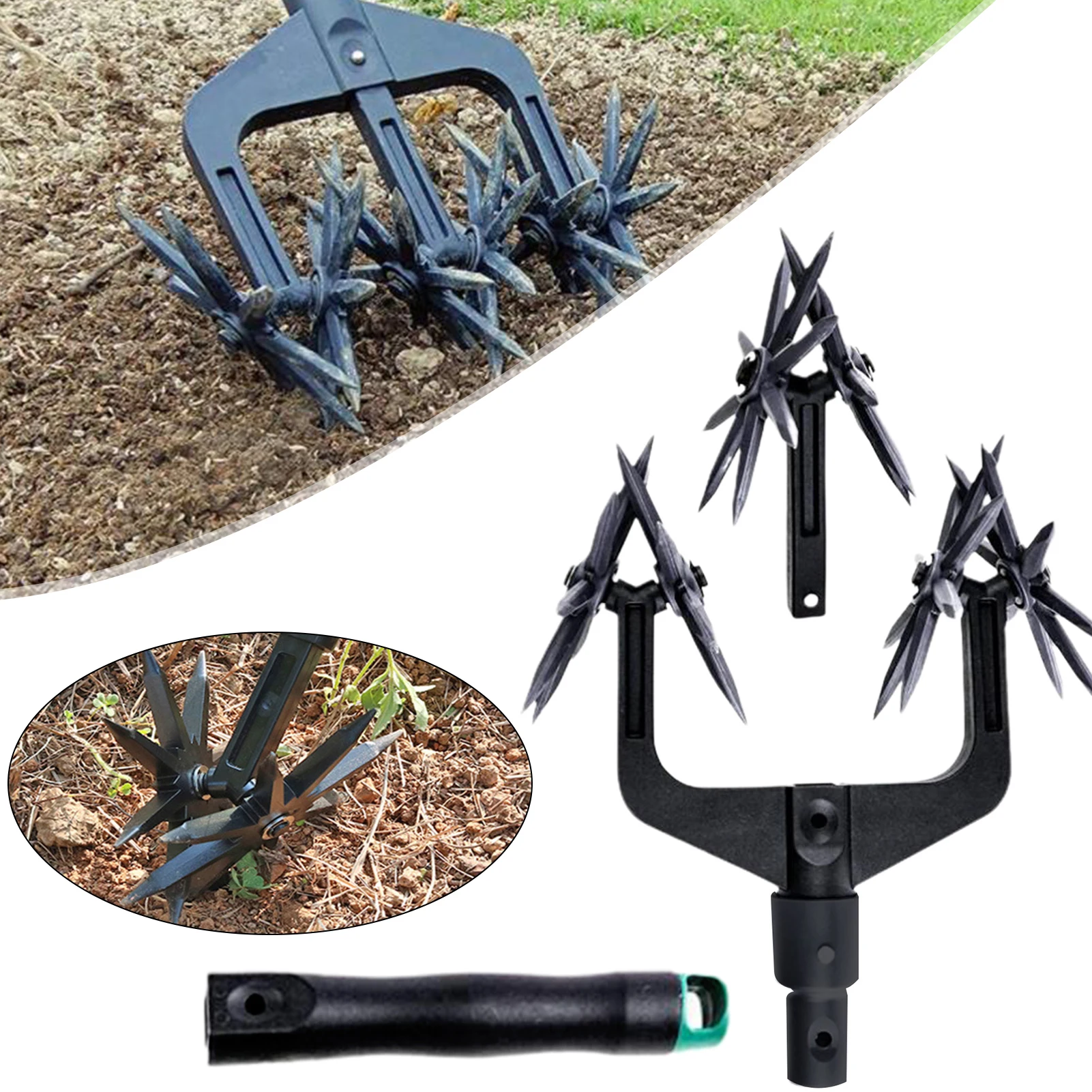 Telescoping Rotary Cultivator Ergonomic Lawn Ripper Manual Soil Plowing Tool Multifunction Outdoor Gardening Tool