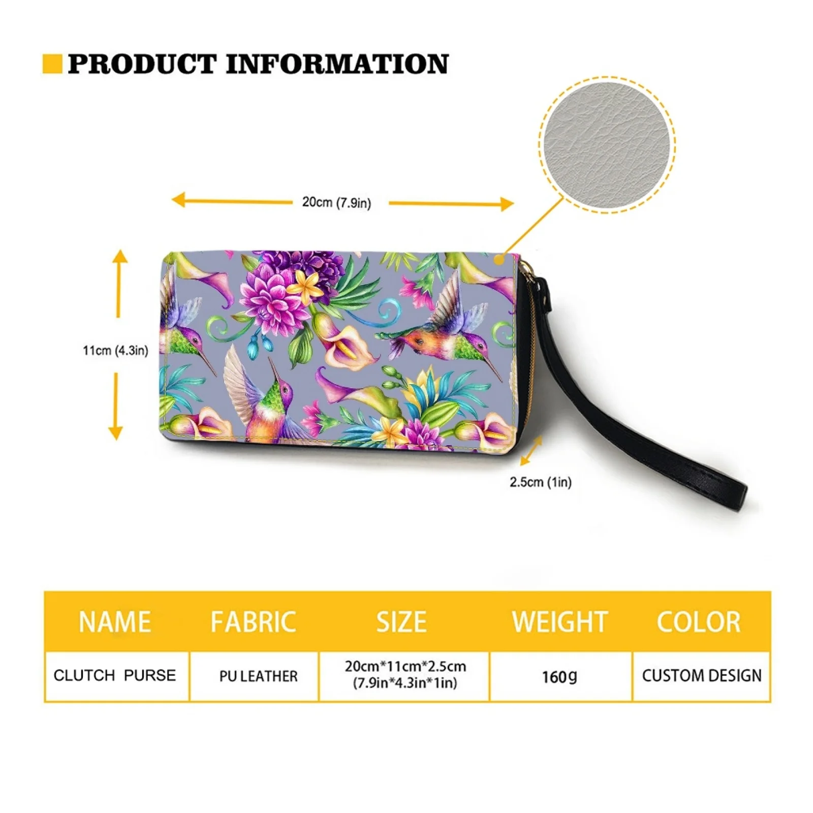 Belidome Hummingbird Artsy Womens Wristlet Wallet Soft Leather Zipper Long Purse RFID Blocking Card Holder Clutch Organizer