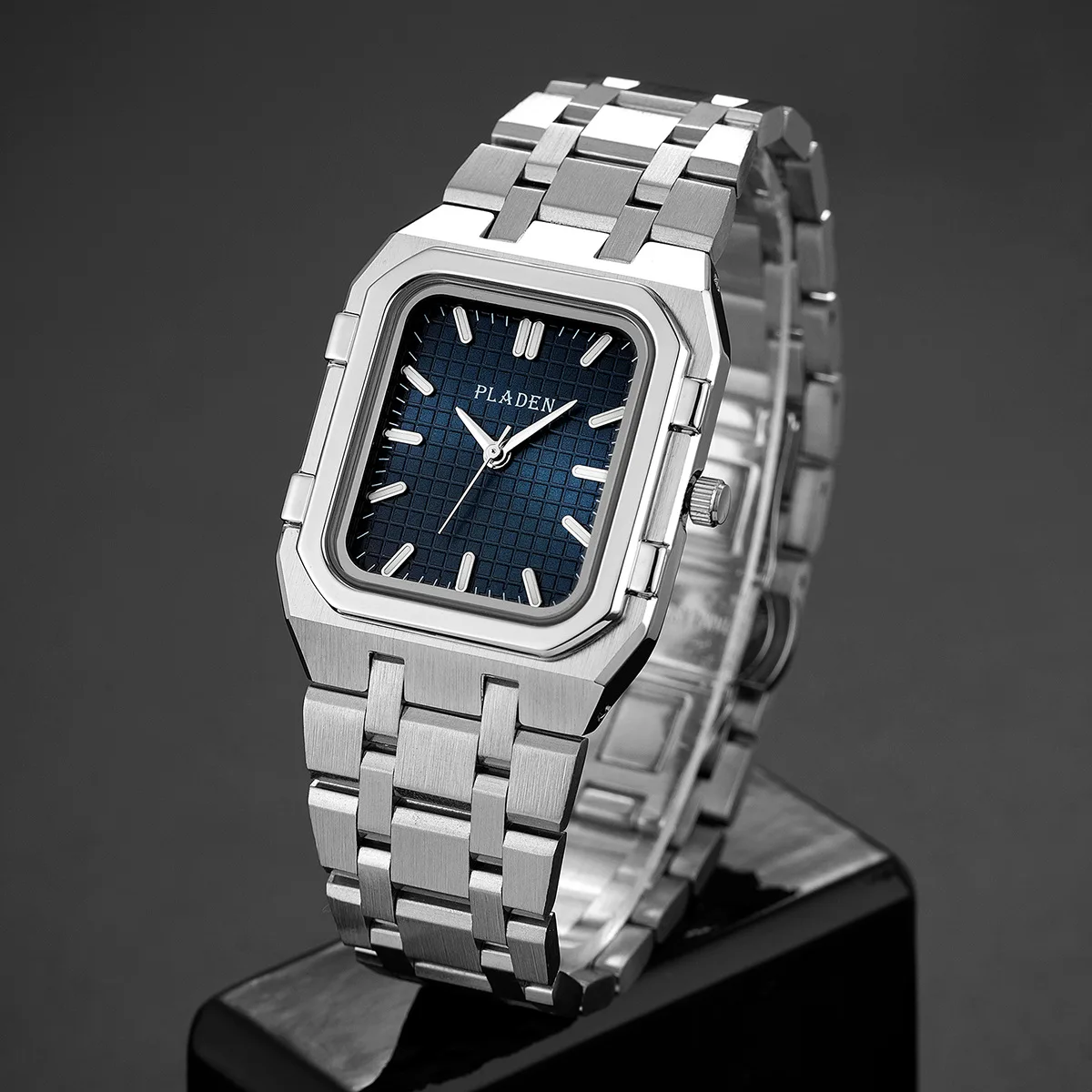 Luxury Brand Blue Dial Man High Quality Quartz Watches for Men Square Stainless Steel Waterproof Quartz Watches Men's