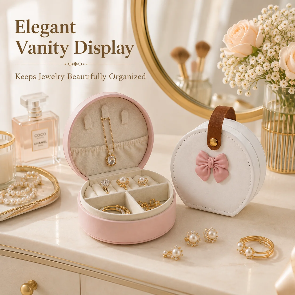 Portable Semicircular Jewelry Storage Box Personalized Bridesmaid Gift For Earrings Rings Necklaces Mini Jewelry Organizer Trave