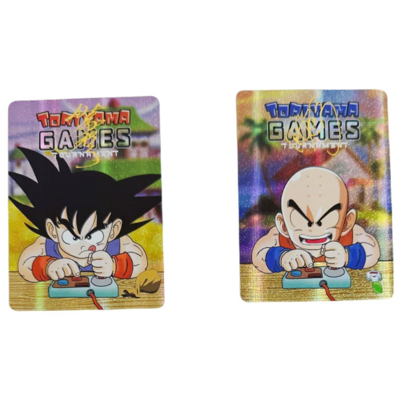 4Pcs/Set Dragon Ball Cards Son Goku Krillin Arare Video Game Anime Characters Collection Color Flash Self Made Cards Toy Gifts