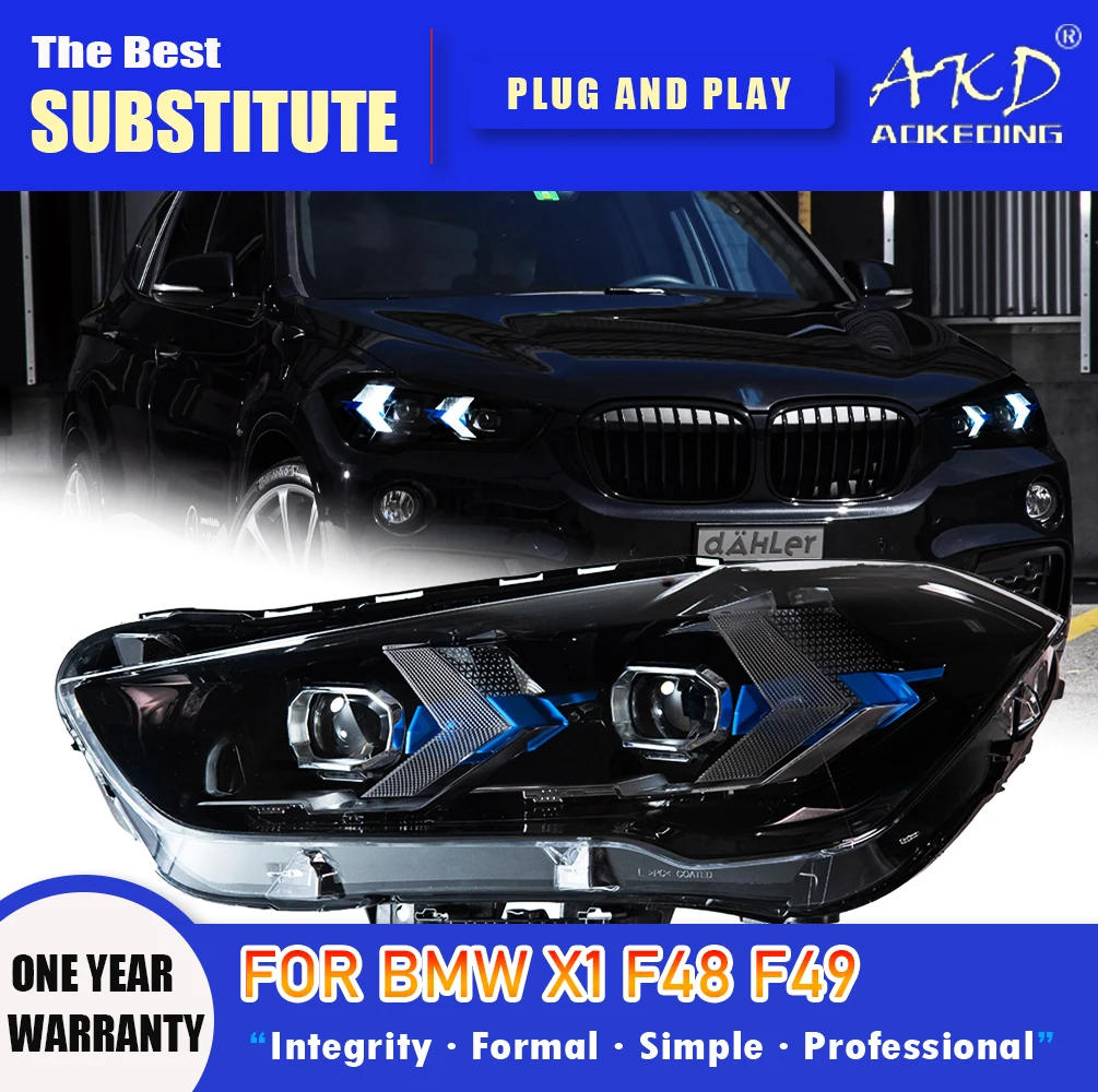

AKD Head Lamp for BMW X1 F48 F49 LED Headlight 2016-2019 Headlights X1 F48 DRL Turn Signal High Beam Angel Eye Projector Lens