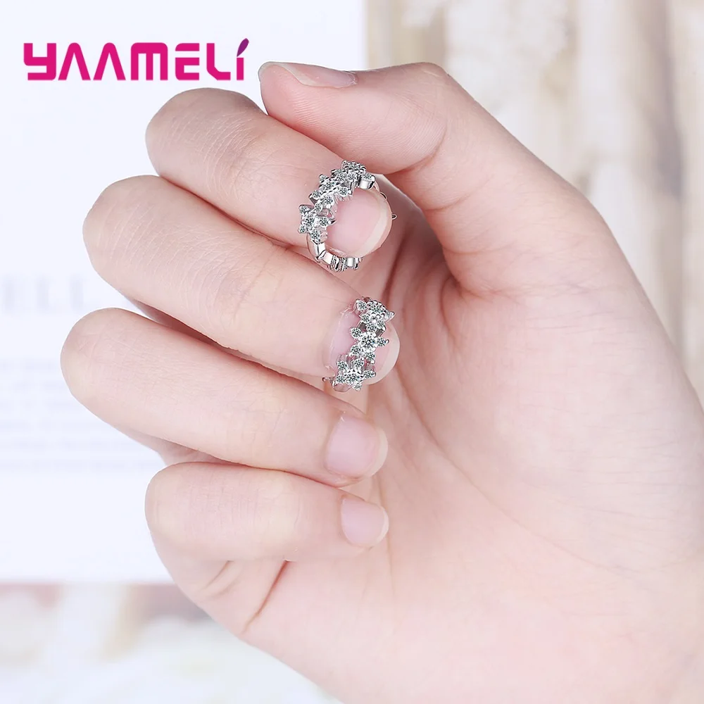 925 Sterling Silver Cute Gold Statement Hoop Earrings For Women Girls Trend CZ Crystal Fashion Jewelry Wholesale image 4
