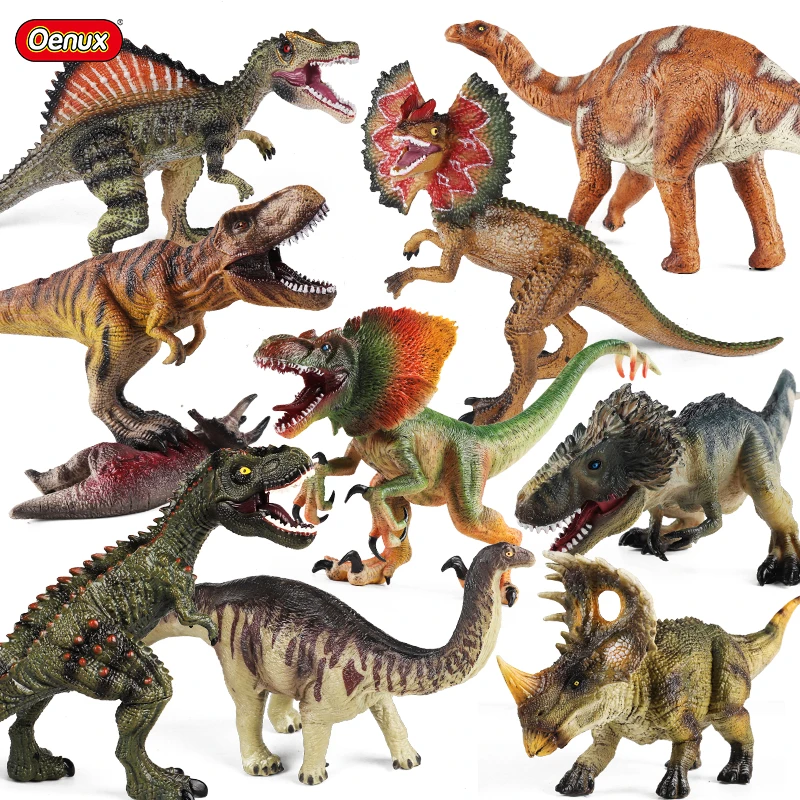 Jurassic Dinosaurs Brinquedo  T-Rex Velociraptor Dilophosaurus Apatosaurus Animals Model Action Figures Collection Kids Toys