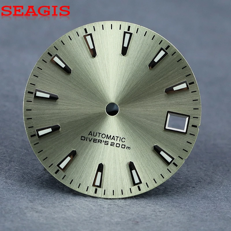 SEAGIS 28.5mm Dial NH35 Multi Color BGW9 Lume Movement Sunburst Watch Dial No Logo Silver Gold Watch Face